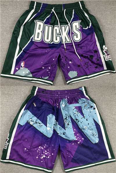 Men%27s Milwaukee Bucks Purple Green Shorts (Run Small)